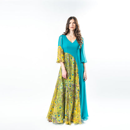 Bell Sleeves Mix-media Maxi