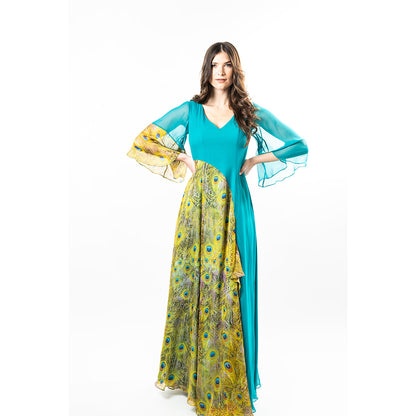 Bell Sleeves Mix-media Maxi