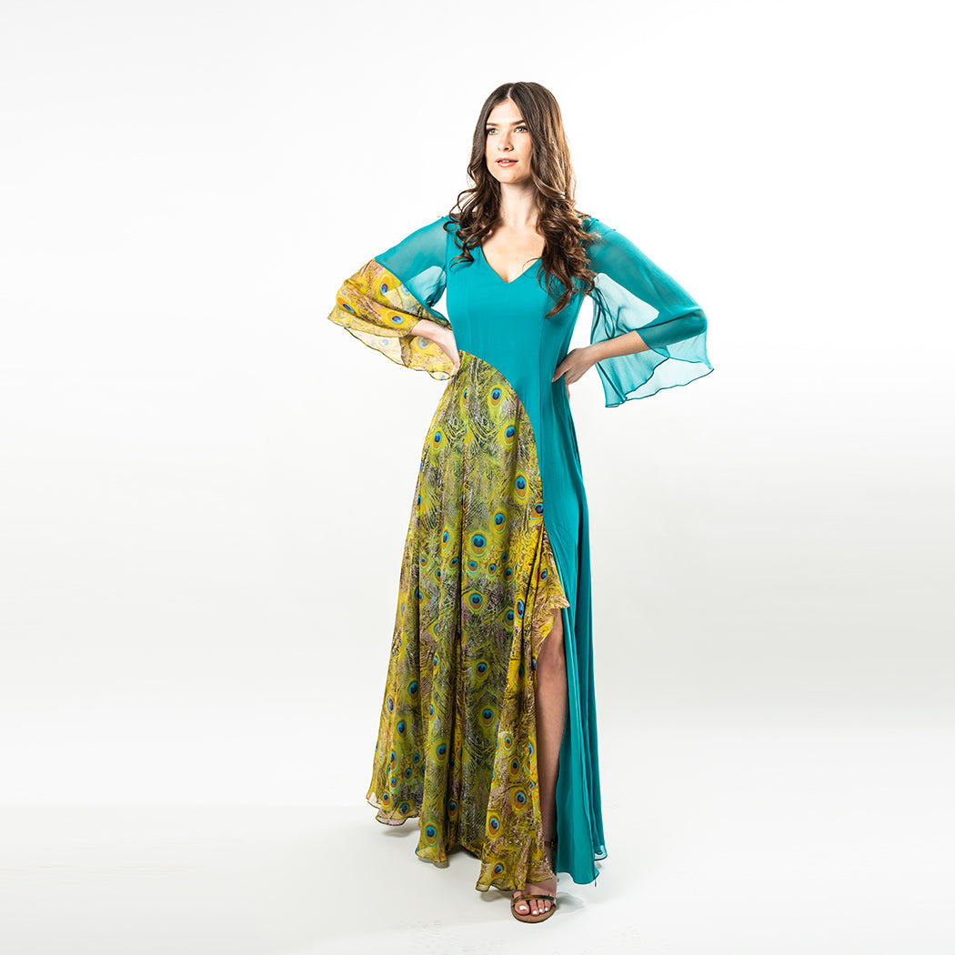 Bell Sleeves Mix-media Maxi