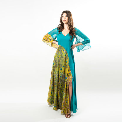 Bell Sleeves Mix-media Maxi