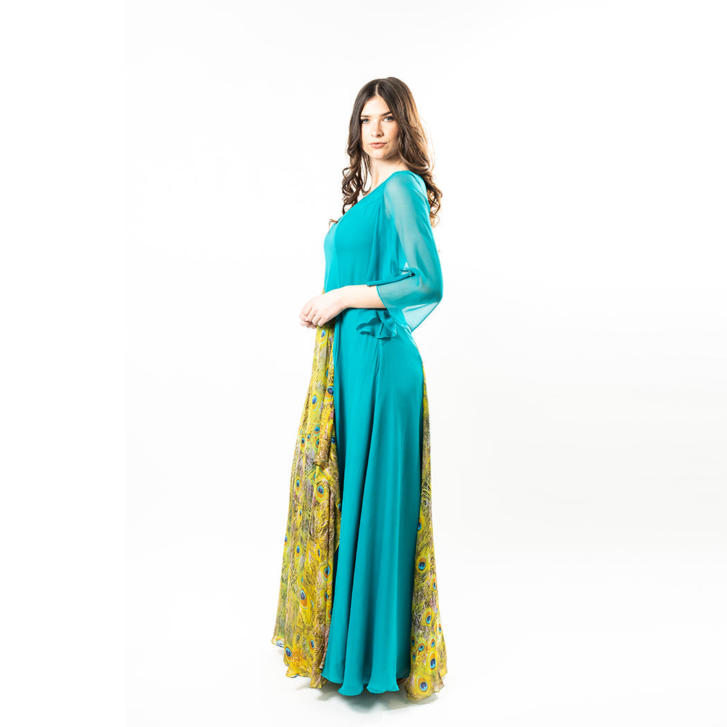 Bell Sleeves Mix-media Maxi