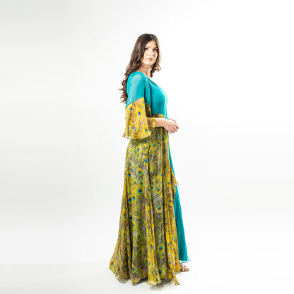 Bell Sleeves Mix-media Maxi