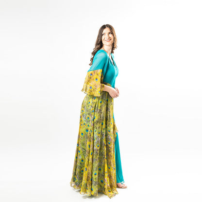 Bell Sleeves Mix-media Maxi