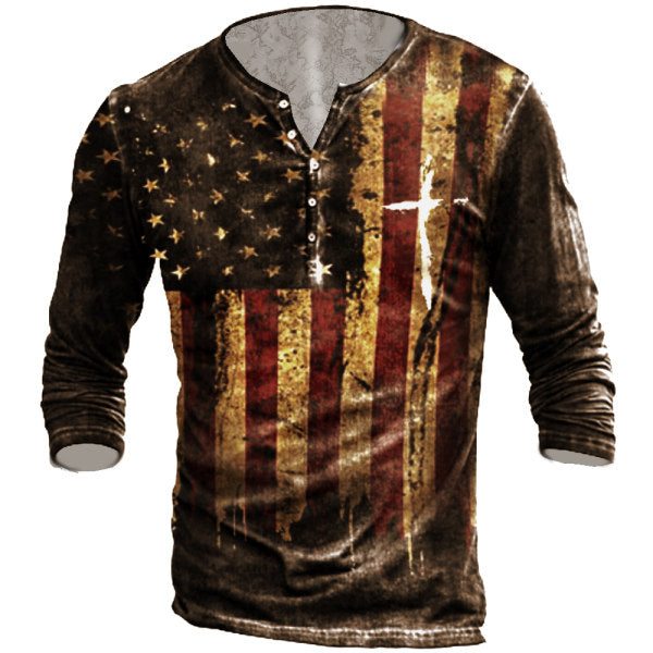 Motorcycle Rally Combat Skull Long Sleeved T Shirt Men's