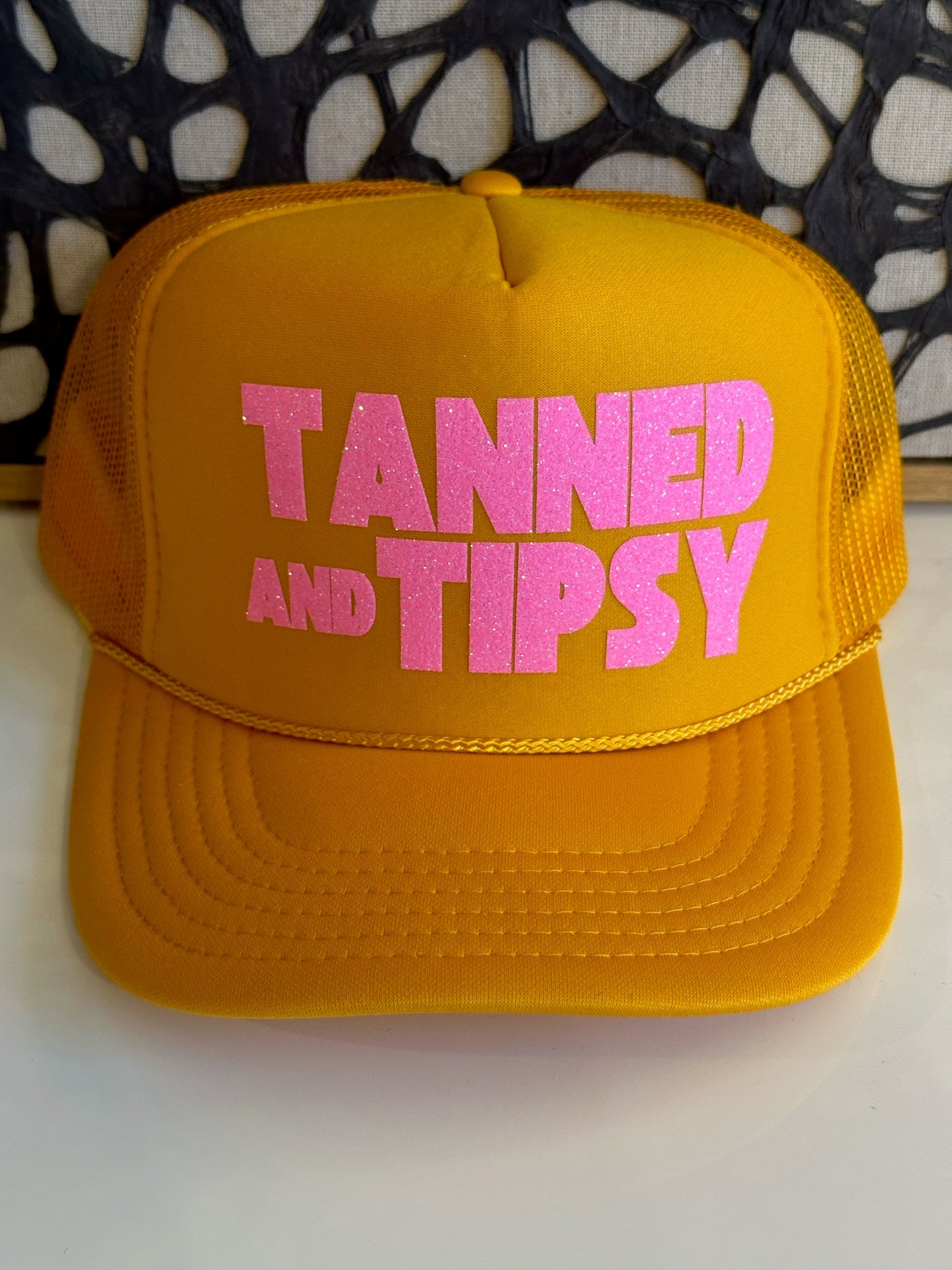 Tanned and Tipsy - Yellow Trucker