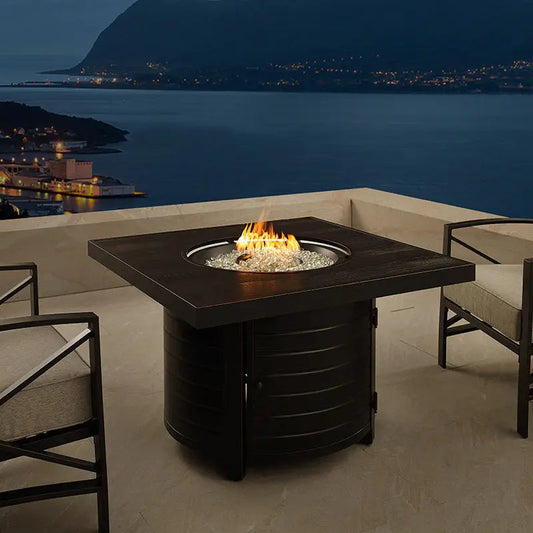 Yorke 40" Square Aluminum Convertible Gas Fire Pit Table