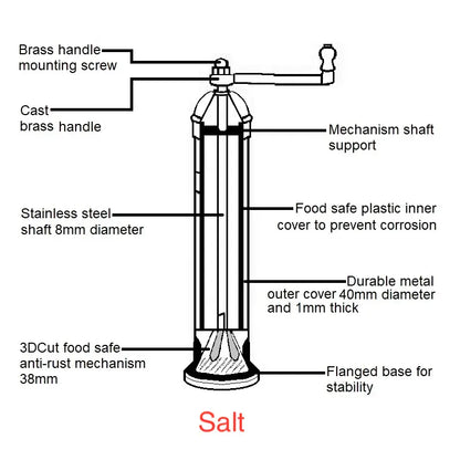 The Original 'chrome Mill' - Polished 9" Salt Grinder