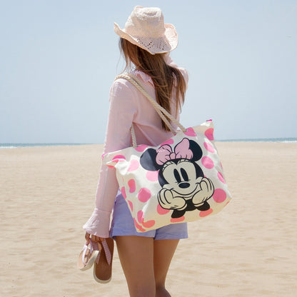 Disney Minnie Mouse Dots-Soleil Beach Bag, Pink