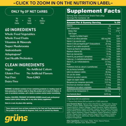 Grüns - Grüns Adult Superfood Greens Gummies, 30 Servings