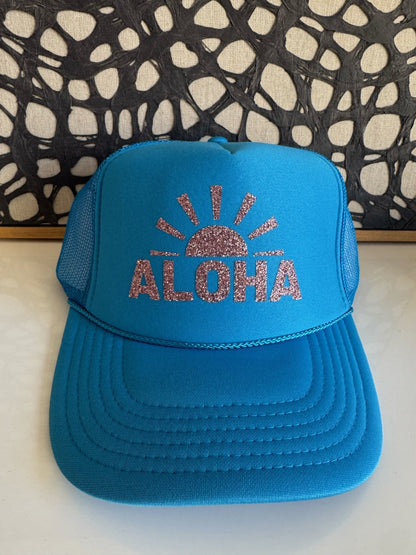 Aloha - Neon Blue Trucker