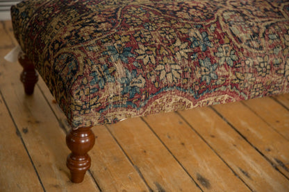 Antique Persian Kerman Rug Ottoman Coffee Table