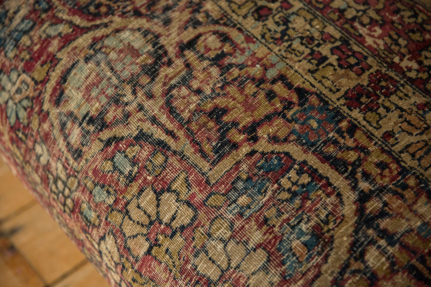 Antique Persian Kerman Rug Ottoman Coffee Table