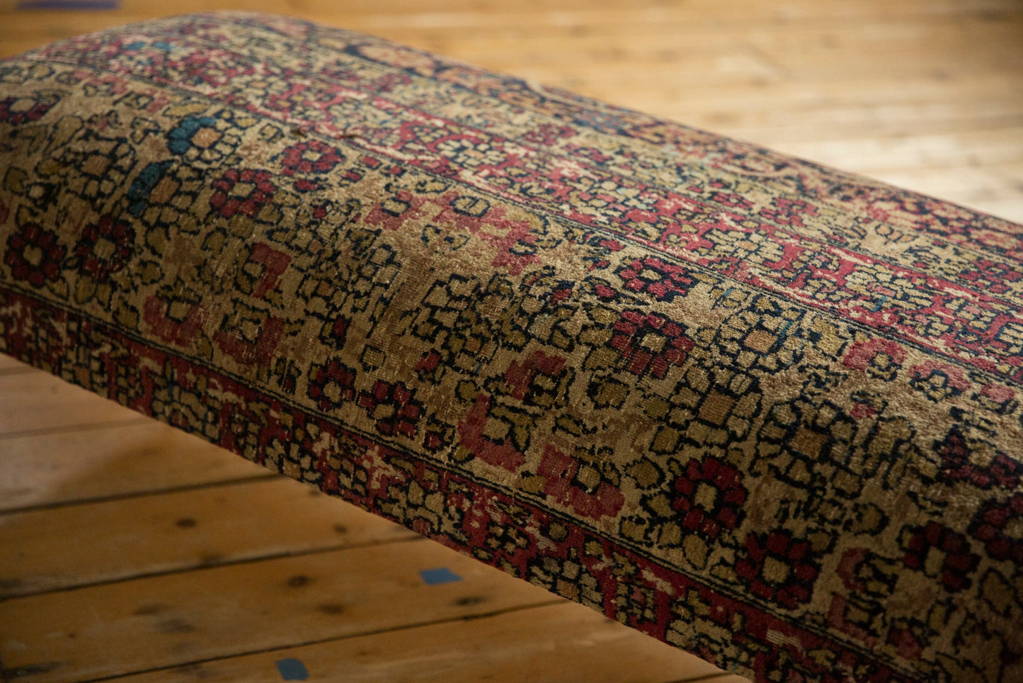 Antique Persian Kerman Rug Ottoman Coffee Table