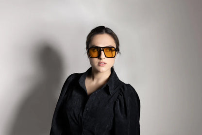 Donna, Black/Yellow Sunglasses Made in Italy