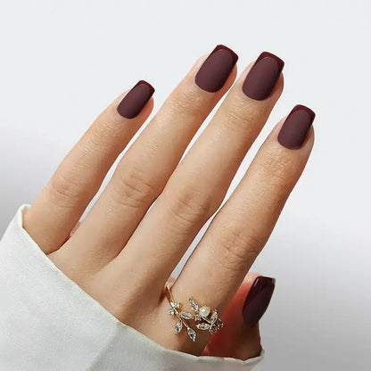 Plum Velvet Square Nails - Press On Nails