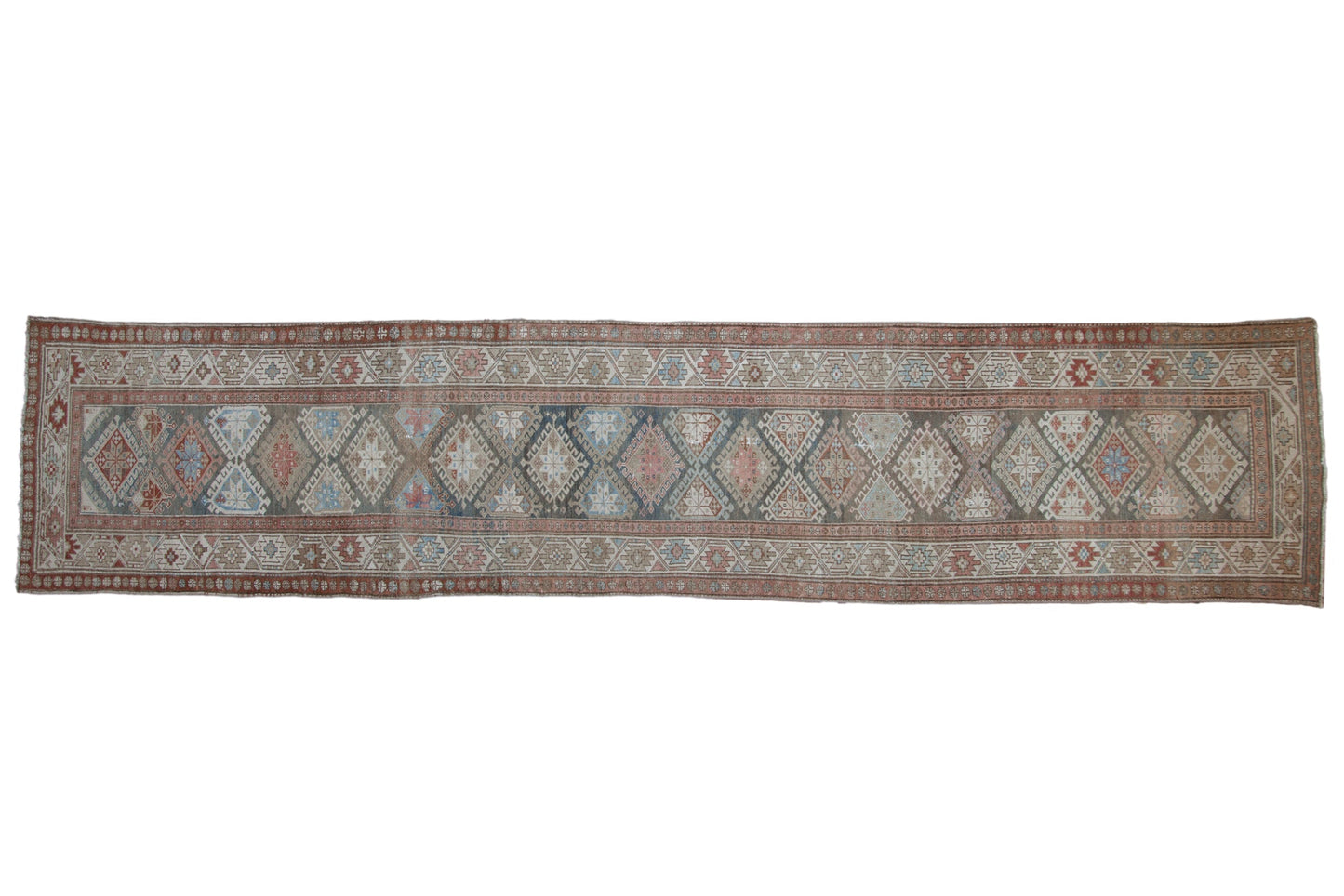 3.5x15.5 Vintage Distressed Hamadan Rug Runner