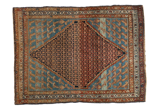 4x5.5 Antique Distressed Hamadan Rug