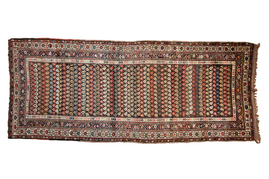 3.5x8.5 Vintage Kurdish Hamadan Rug Runner