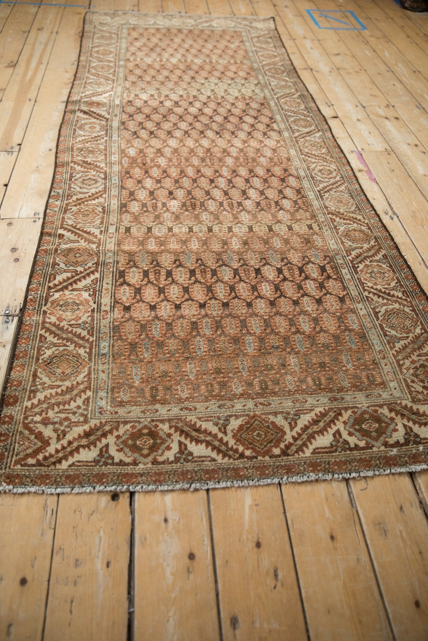 3.5x9.5 Vintage Distressed Hamadan Rug Runner