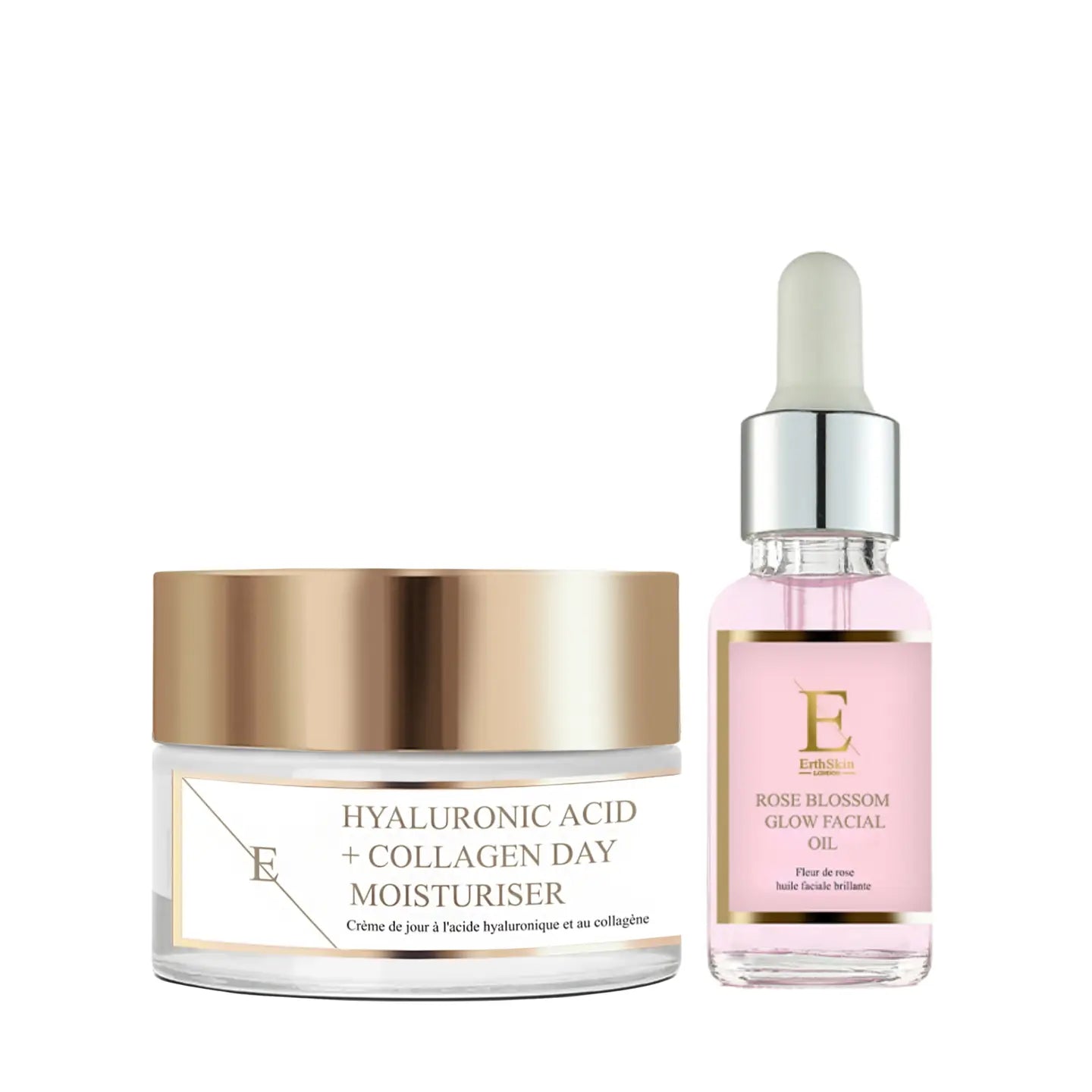 Rose Blossom Glow Facial Oil 30ml + Hyaluronic Acid & Collagen Day Cream