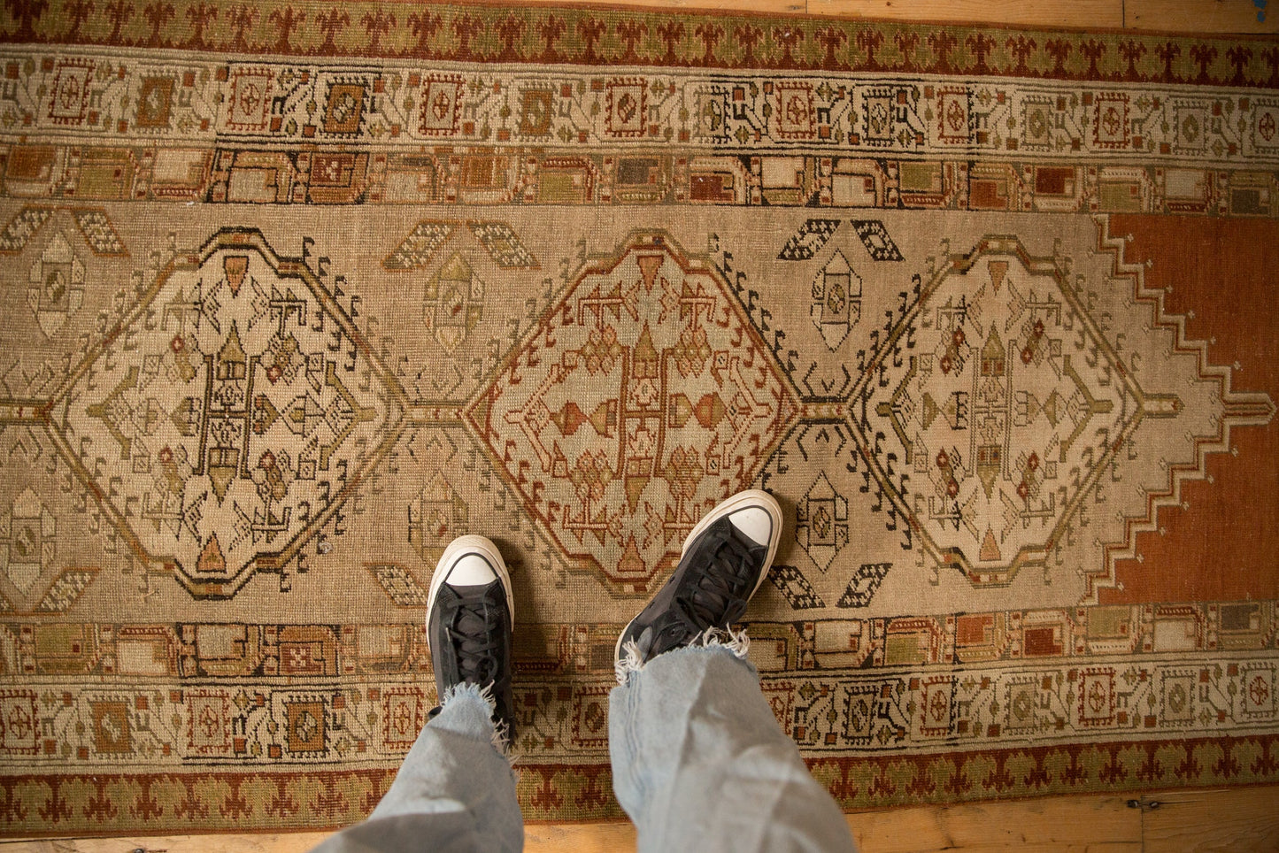 3.5x8.5 Vintage Distressed Serab Rug Runner