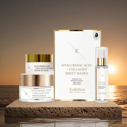 Hyaluronic Acid & Collagen Day Cream 50ml + Hyaluronic Acid & Collagen Serum - 60ml + Hyaluronic Acid & Collagen Mask - 3 Sheets+Hyaluronic Acid + Collagen Pro Age Eye Cream 30ml