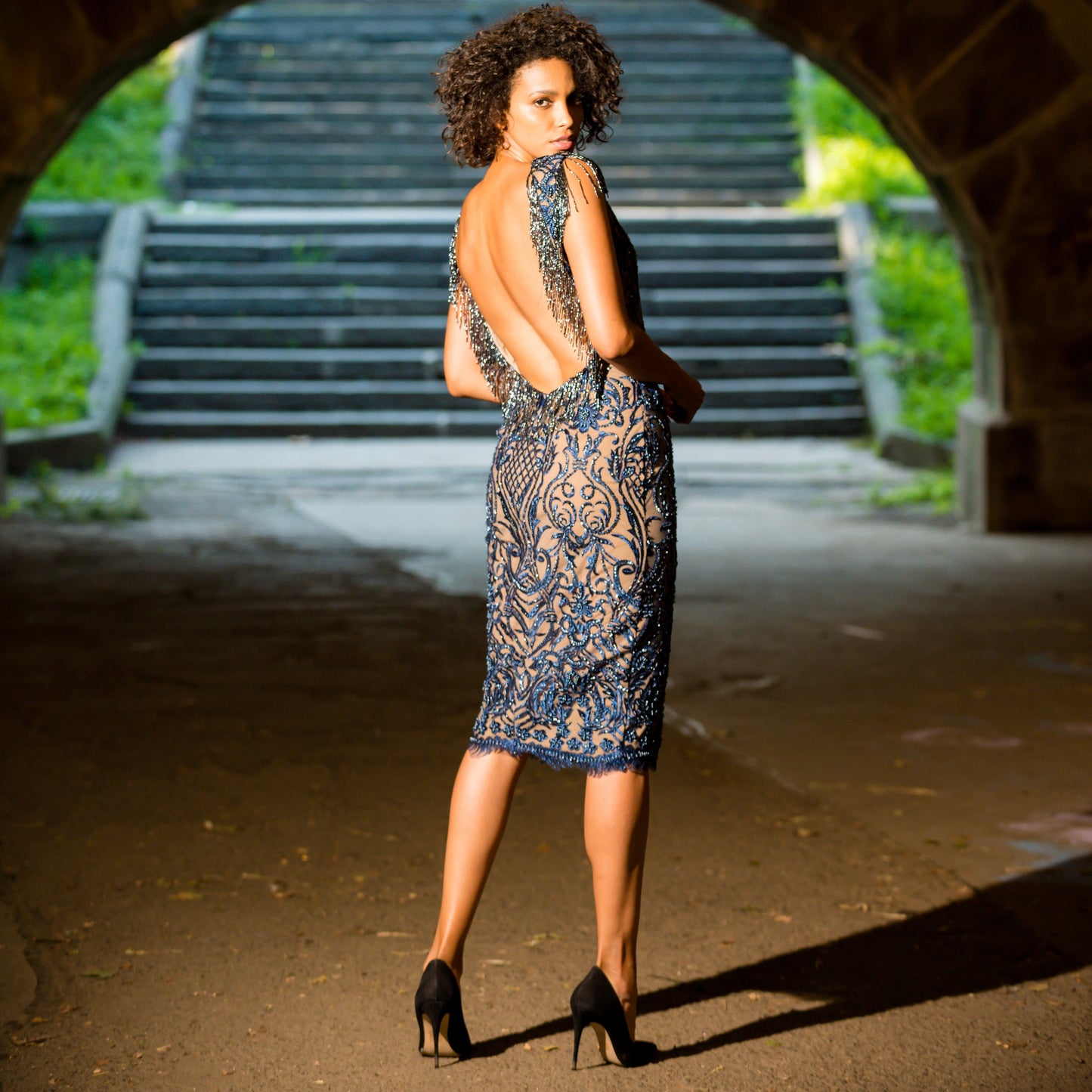 The Boat Neck Beaded Fringe Sheath Classic