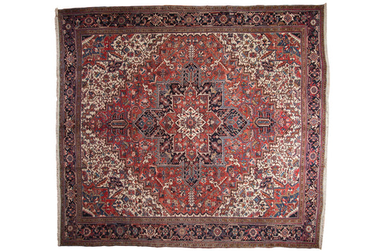 11.5x12.5 Vintage Heriz Square Carpet
