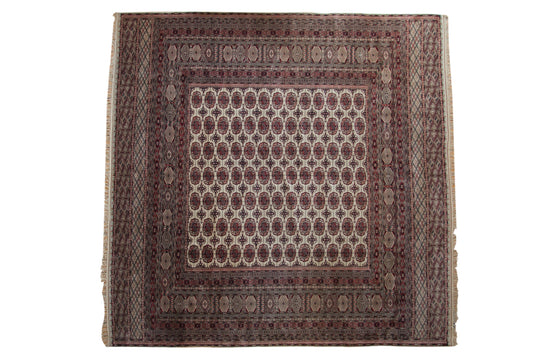 12.5x12.5 Vintage Fine Pakistani Bokhara Design Square Carpet