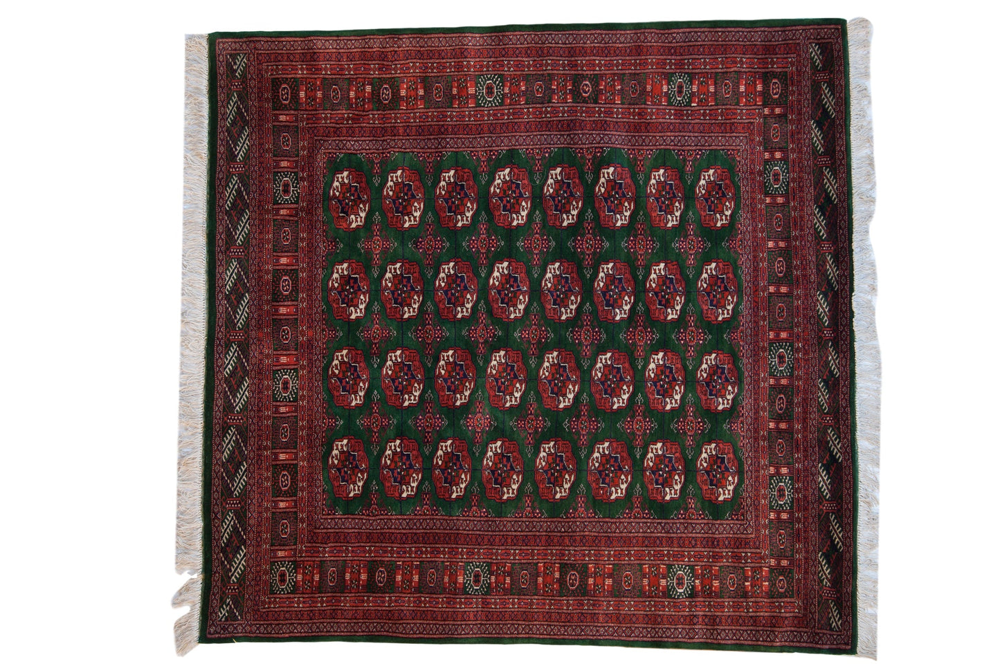 6x6.5 Vintage Fine Pakistani Bokhara Design Square Carpet