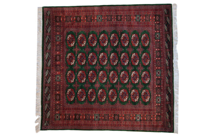 6x6.5 Vintage Fine Pakistani Bokhara Design Square Carpet