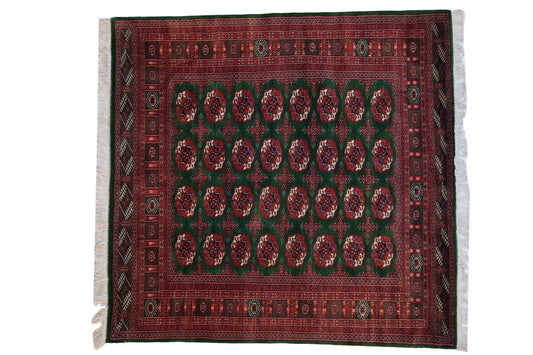 6x6.5 Vintage Fine Pakistani Bokhara Design Square Carpet
