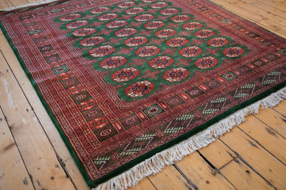 6x6.5 Vintage Fine Pakistani Bokhara Design Square Carpet