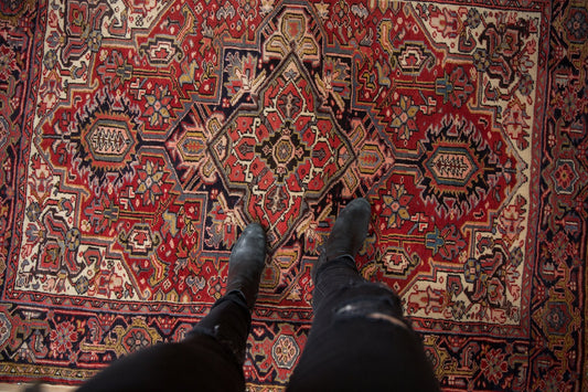 5x6 Vintage Heriz Square Rug