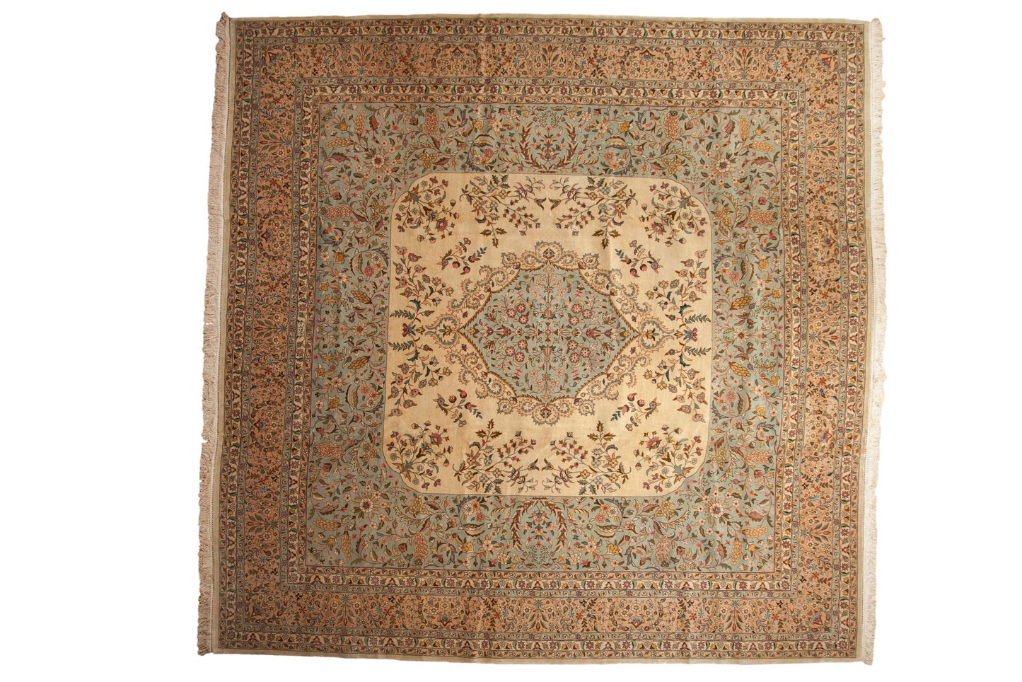 12x12 Vintage Bulgarian Kerman Design Square Carpet