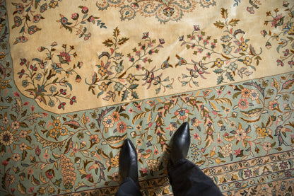 12x12 Vintage Bulgarian Kerman Design Square Carpet