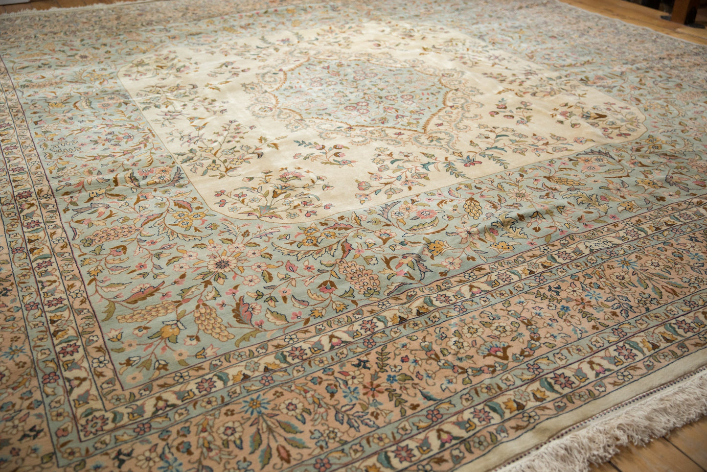 12x12 Vintage Bulgarian Kerman Design Square Carpet