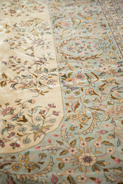 12x12 Vintage Bulgarian Kerman Design Square Carpet