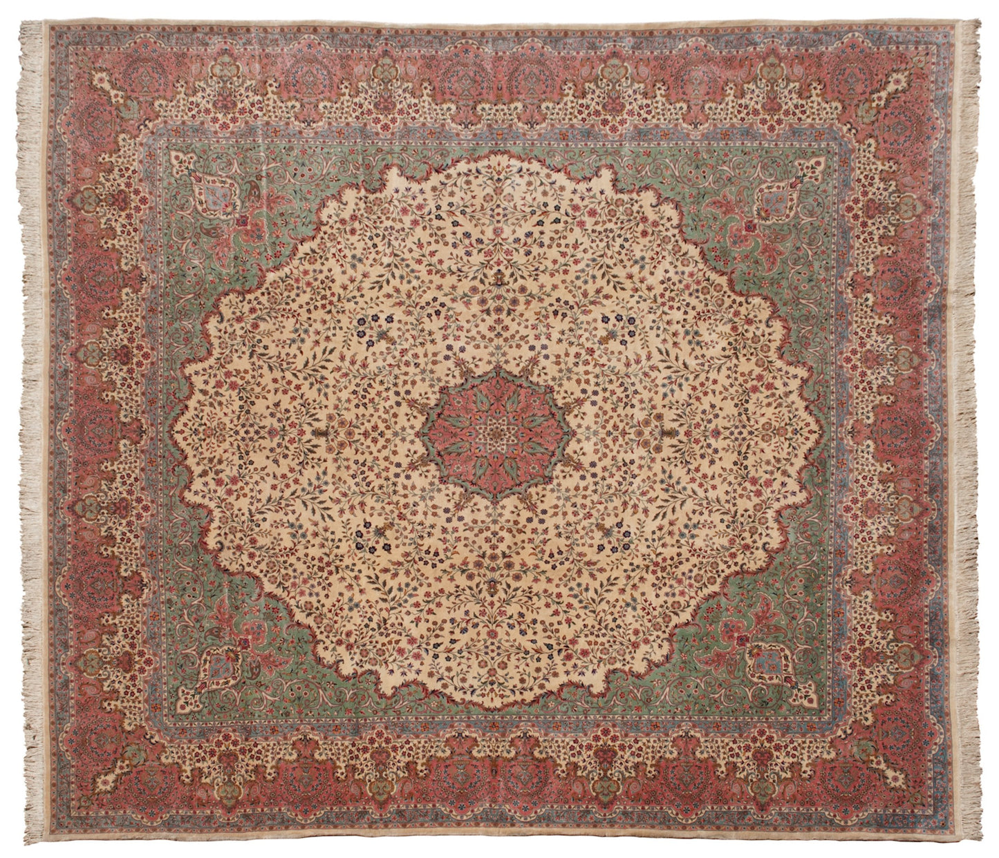 17x19 Vintage Bulgarian Kerman Design Square Carpet