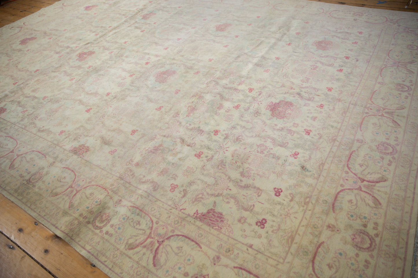 10x14 Vintage Distressed Bulgarian Kerman Design Carpet