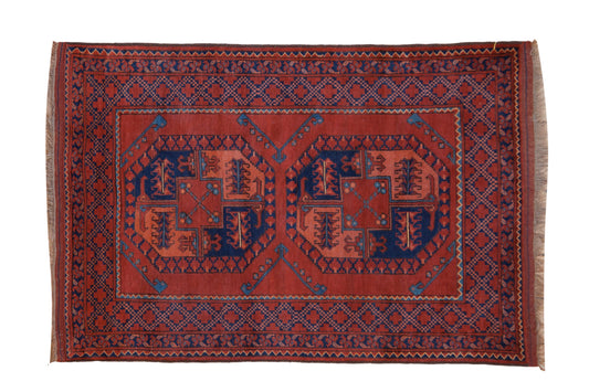 3.5x5 Vintage Pakistani Ersari Design Rug
