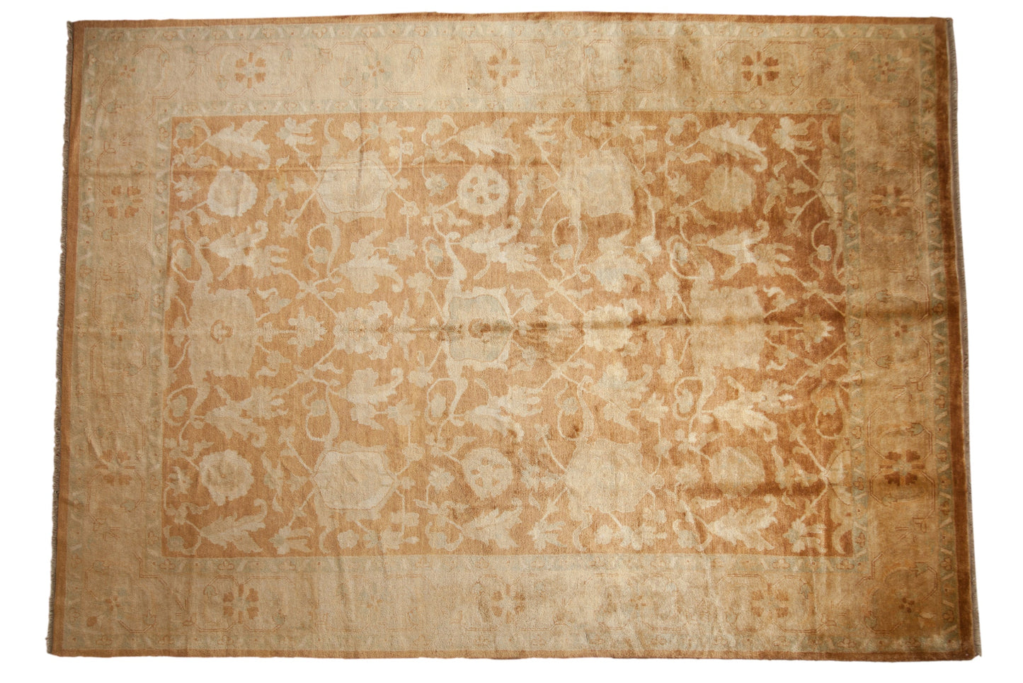 10x14 Vintage Gold Wash Indian Oushak Design Carpet