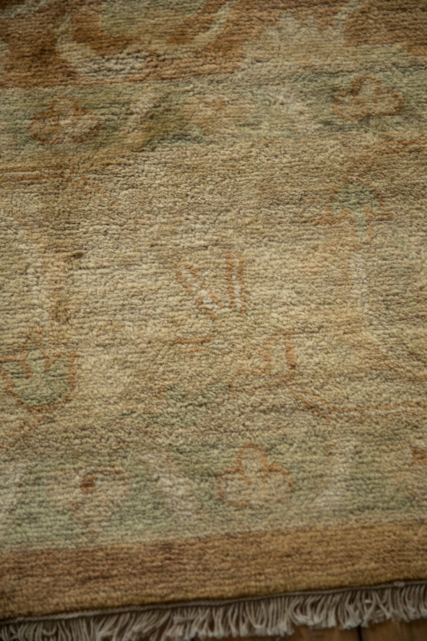 10x14 Vintage Gold Wash Indian Oushak Design Carpet