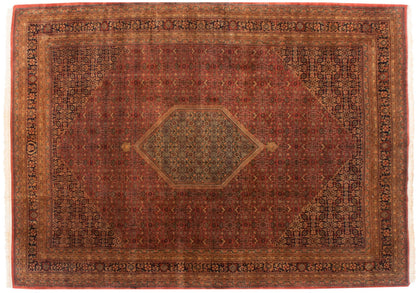 10x14 Vintage Tea Washed Indian Bijar Design Carpet