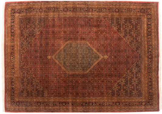 10x14 Vintage Tea Washed Indian Bijar Design Carpet