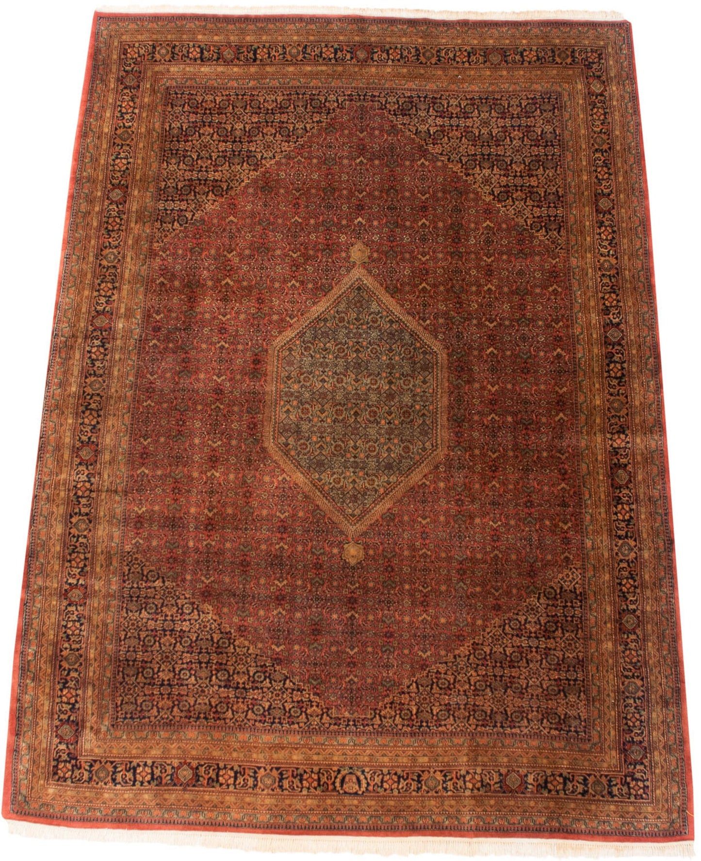 10x14 Vintage Tea Washed Indian Bijar Design Carpet