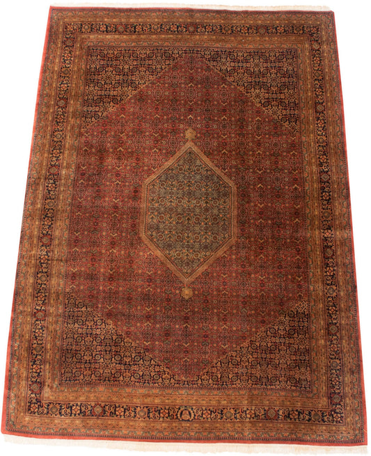 10x14 Vintage Tea Washed Indian Bijar Design Carpet