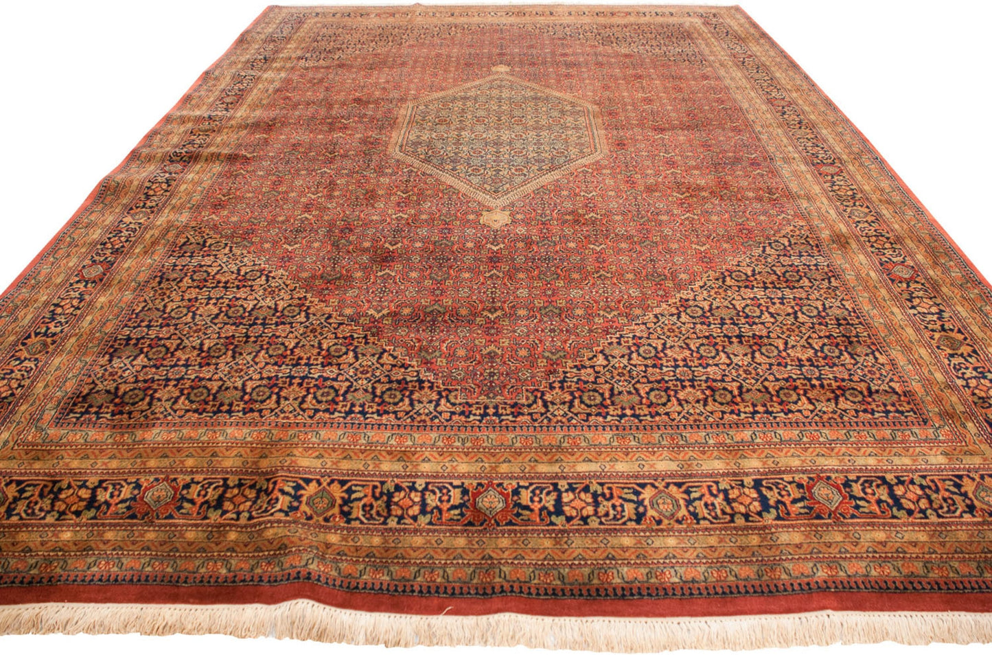 10x14 Vintage Tea Washed Indian Bijar Design Carpet