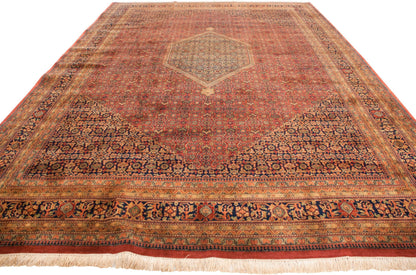 10x14 Vintage Tea Washed Indian Bijar Design Carpet