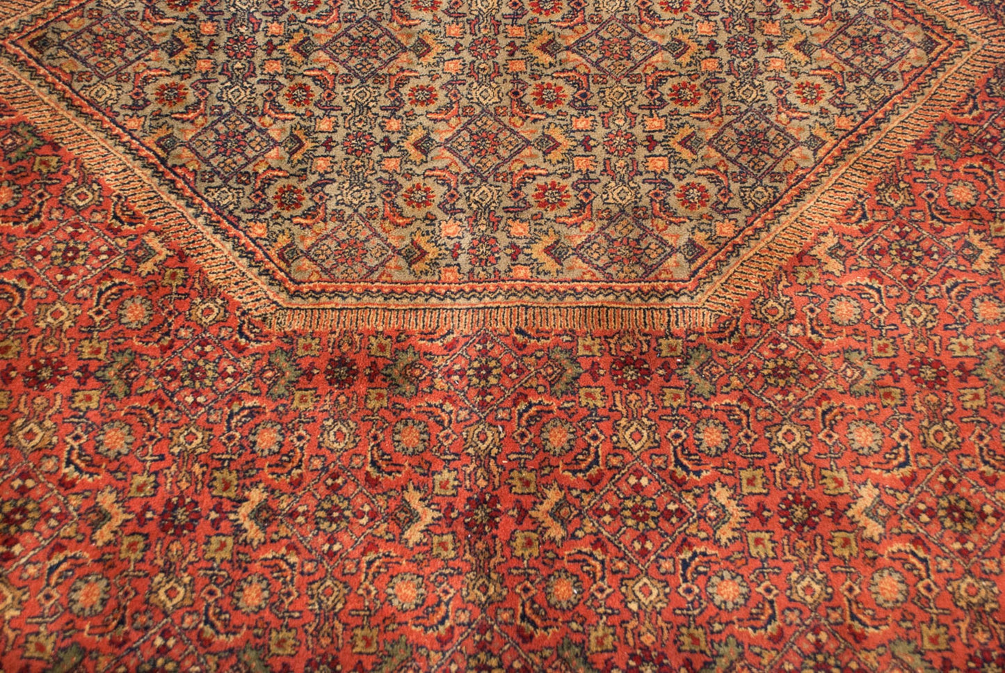 10x14 Vintage Tea Washed Indian Bijar Design Carpet